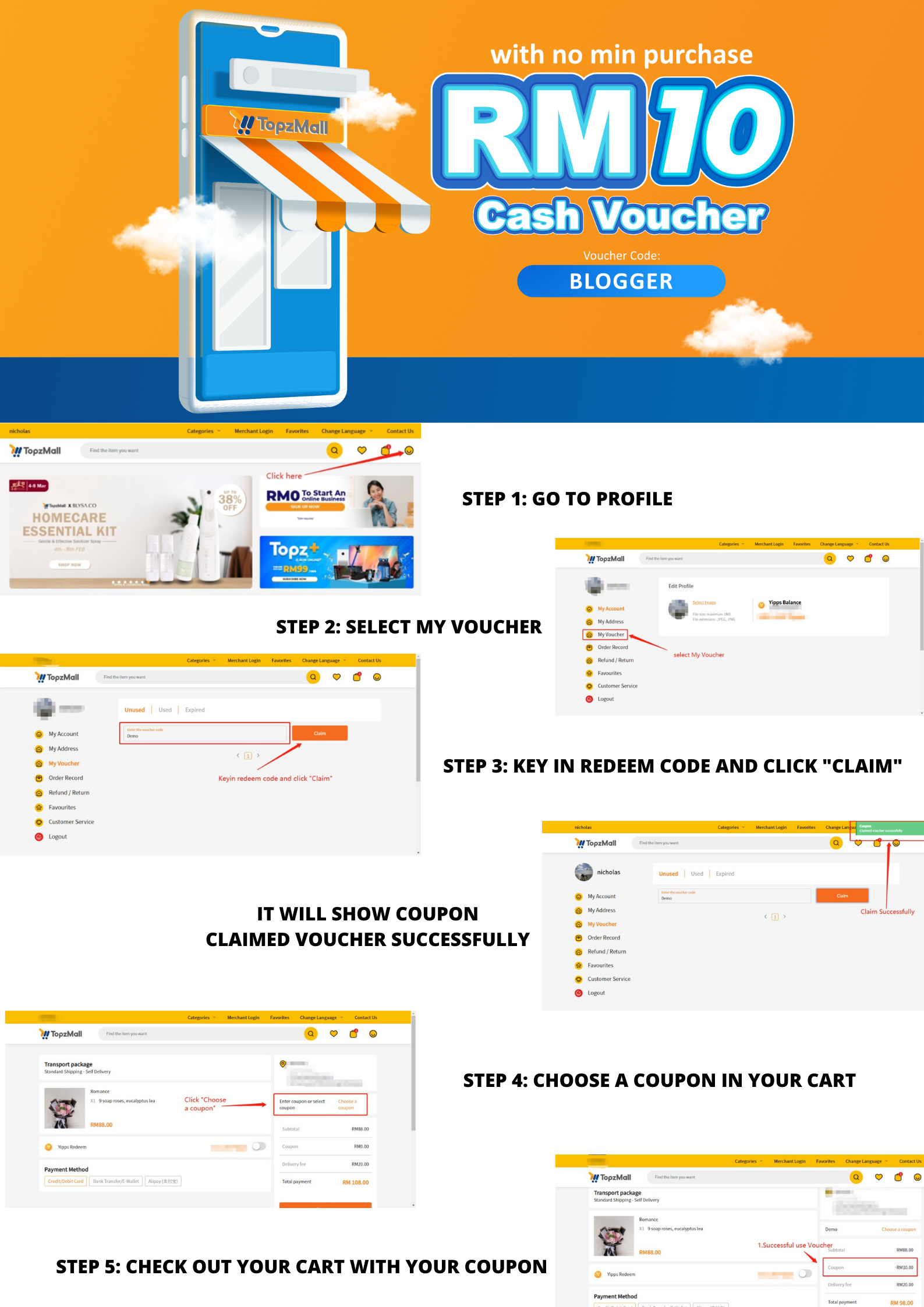 Topzmall RM10 Cash Voucher